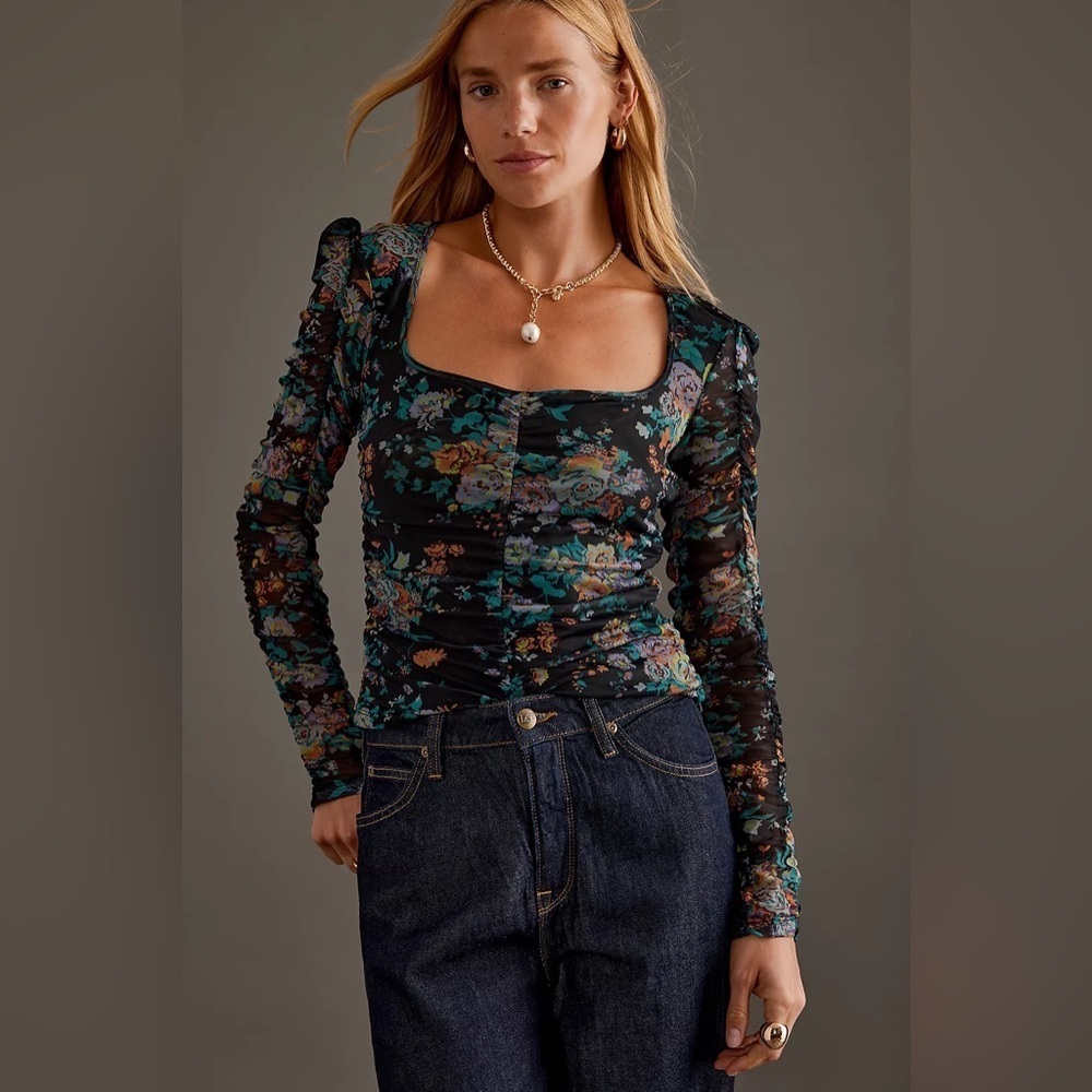 NWT! By Anthropologie Long-Sleeve Ruched Top - Size XXS 💎